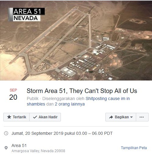 Undangan acara Area 51 (Facebook.com)