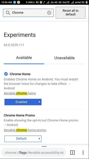Tampilan Chrome Flags Android (google.com)
