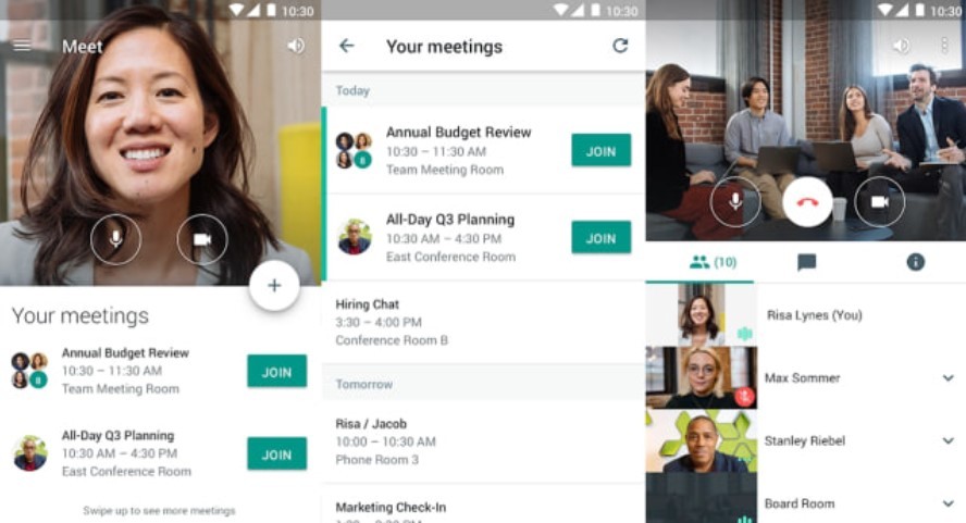 Tampilan Google Meet versi Smartphone (Kumparan)