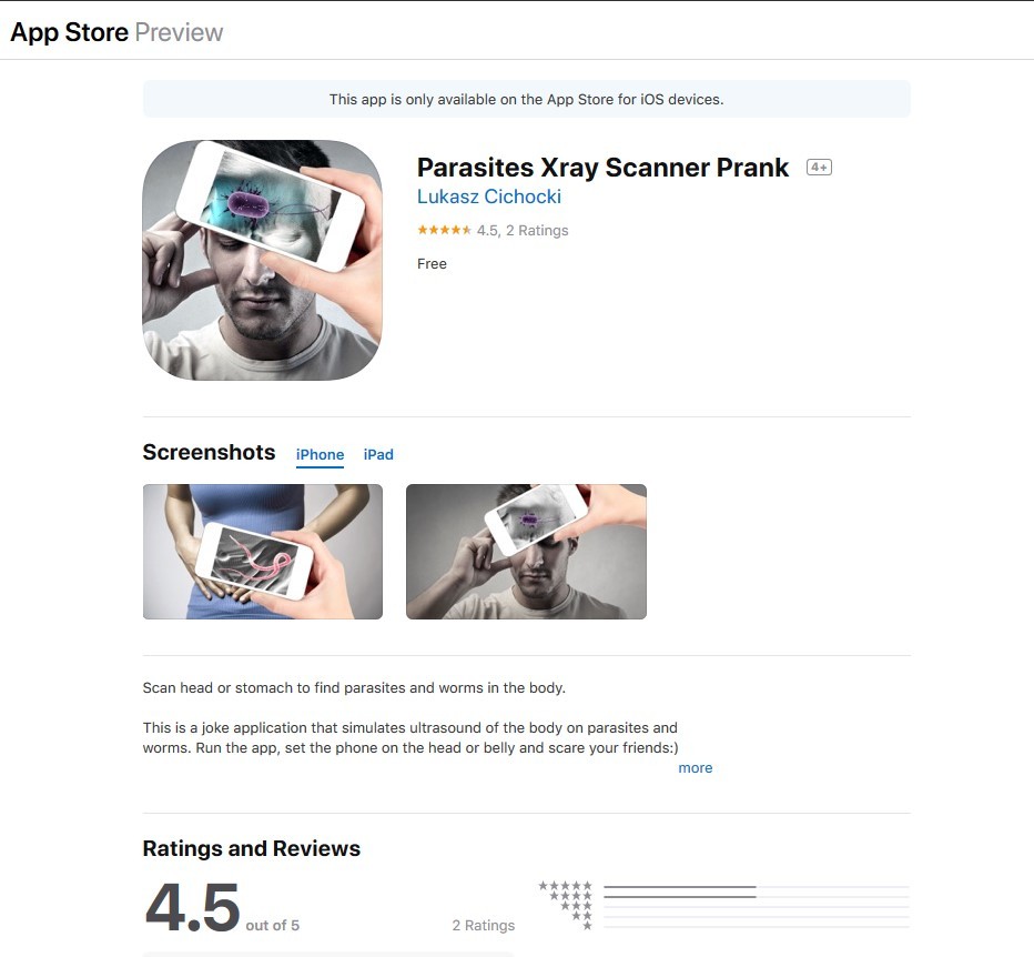 Parasites Xray Scanner Prank (apps.apple.com)