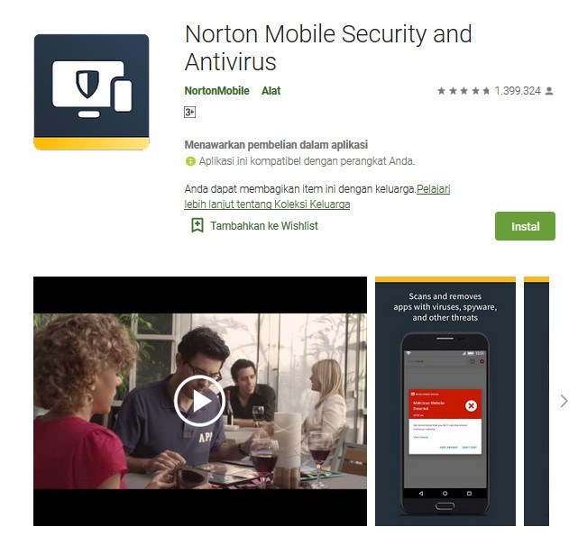 Aplikasi Norton Mobile Security and Antivirus (play.google.com)