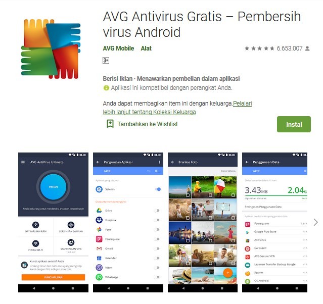 AVG Antivirus Gratis - Pembersih virus Android (play.google.com)