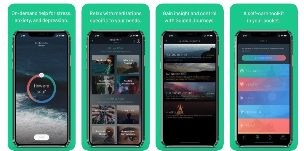 Aplikasi kesehatan mental Sanvello (App Store)