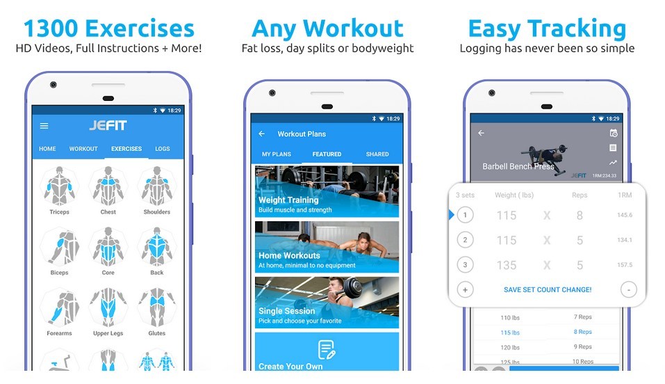 Aplikasi JEFIT Workout Tracker (Play Store)