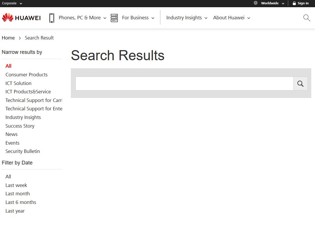 Tampilan Huawei Search di Desktop (Huawei)