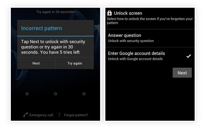 Pasword kunci layar Android salah (gadgethacks.com)