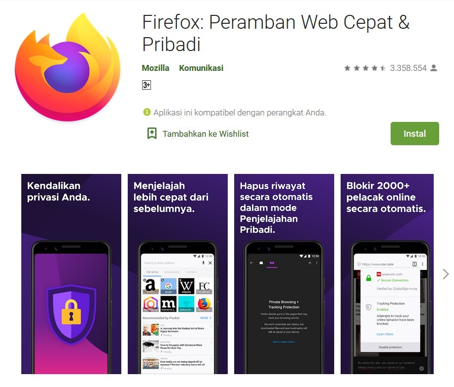 Aplikasi Mozilla Firefox (Play Google)