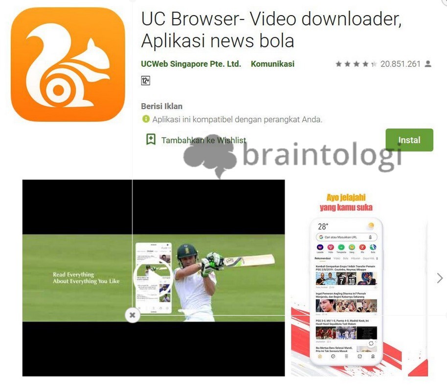 Aplikasi UCBrowser (Play Google)